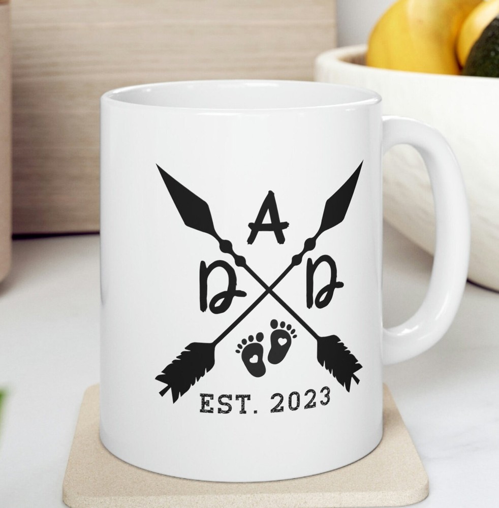 Customizable New Dad Mug New Dad Established 2023 Ceramic Coffee Mug First Time