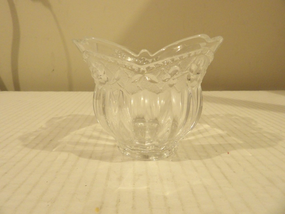 Studio Nova Floral Lace Votive Candleholder Clear Cut Glass Scalloped Edge