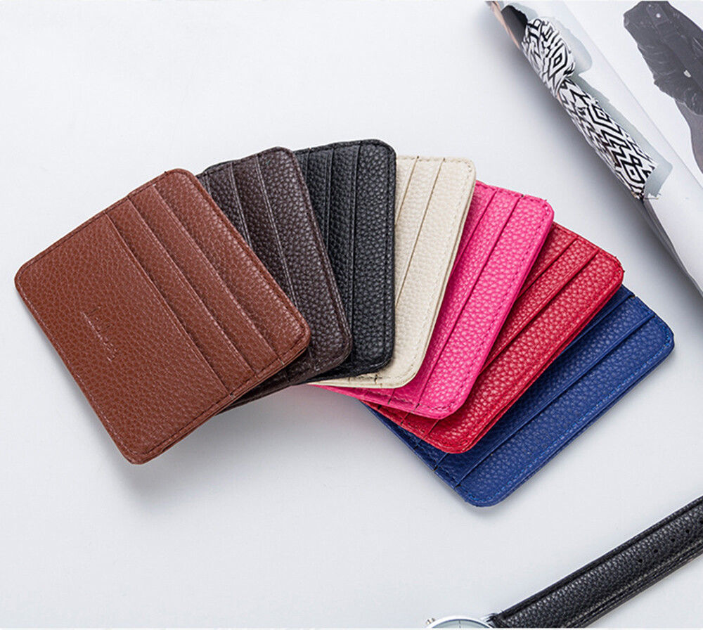 Slim Leather Card Holder for Men & Women - RFID Blocking Mini Wallet for Credit Cards  