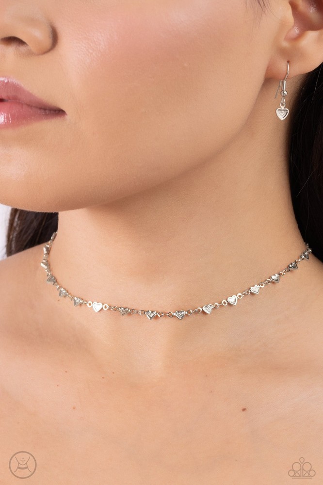 New Paparazzi Jewelry-Cupid Catwalk Choker Necklace-Silver