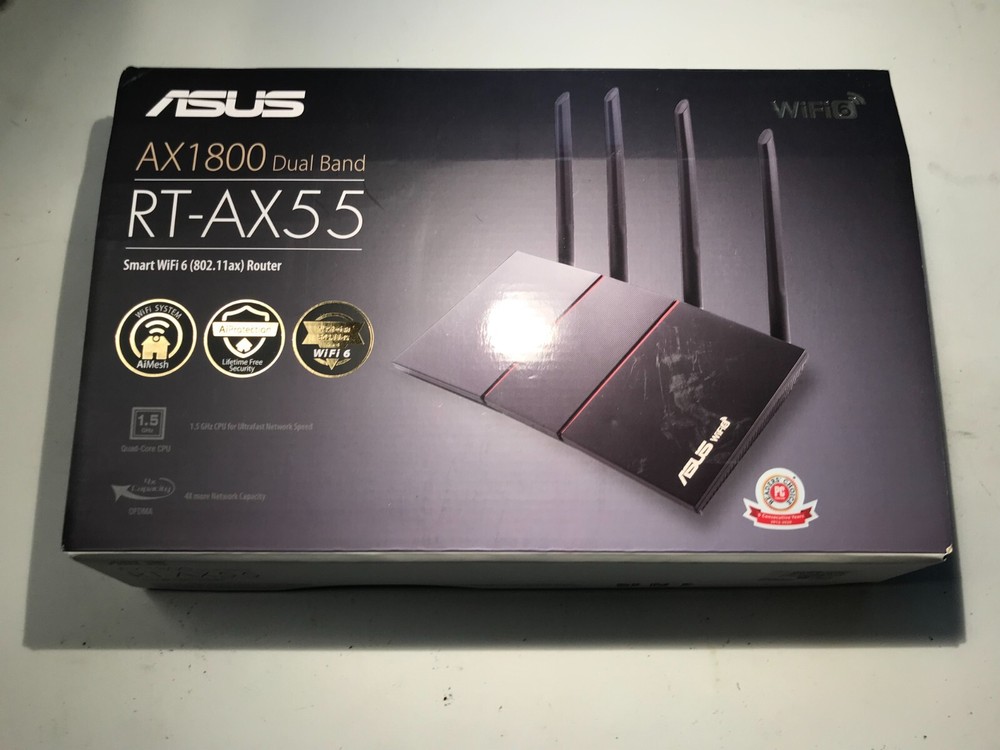 ASUS AX1800 1800Mbps 4 Ports WiFi 6 Router - Black (RT-AX55)-New-Open Box