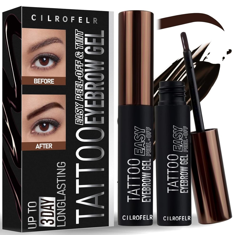 Cilrofelr Tattoo Peel Off Eyebrow Gel, Easy Brow Dark Brown