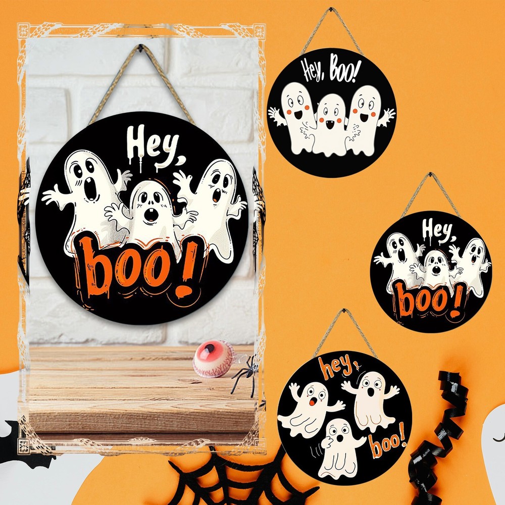 Wall Hanging Halloween Party Decoration Wooden Hanging Cross-border Pendant-image