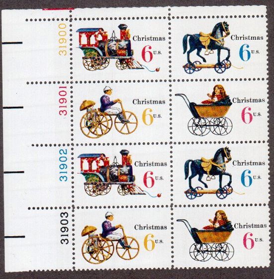 Scott #1415/8...6 Cent...Christmas....2 Plate Blocks of 8