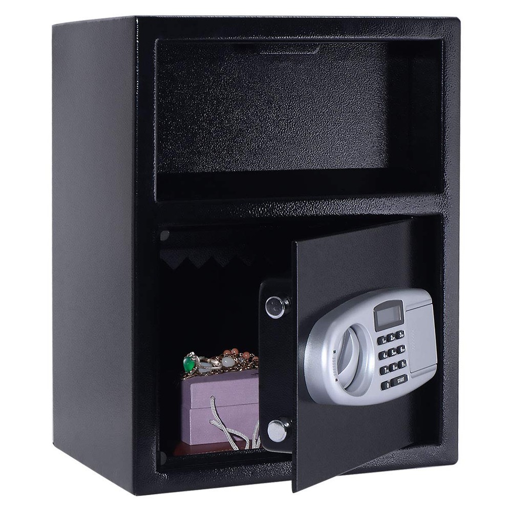 Digital Safe Box with Emergency Keys & Deposit Slot - Electronic Security Cabinet