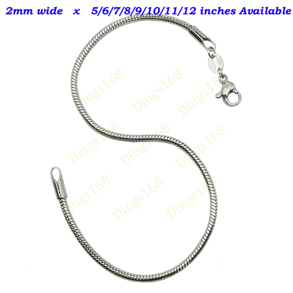 Designer Inspired Real 925 Sterling Silver Snake Chain Bracelet/Anklet 5-12 inch