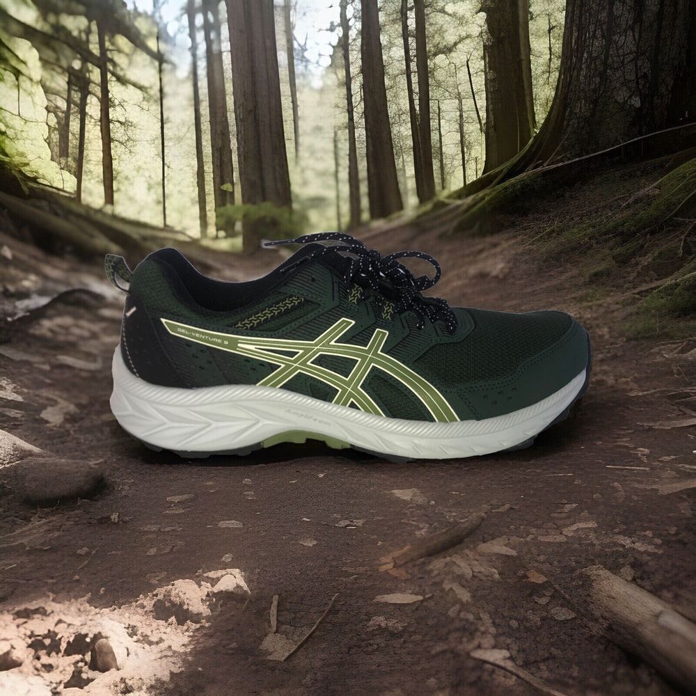 Asics Men's Trail Running Shoes Size 9.5 Gel-Venture 9 Green Rain Forest Sneaker