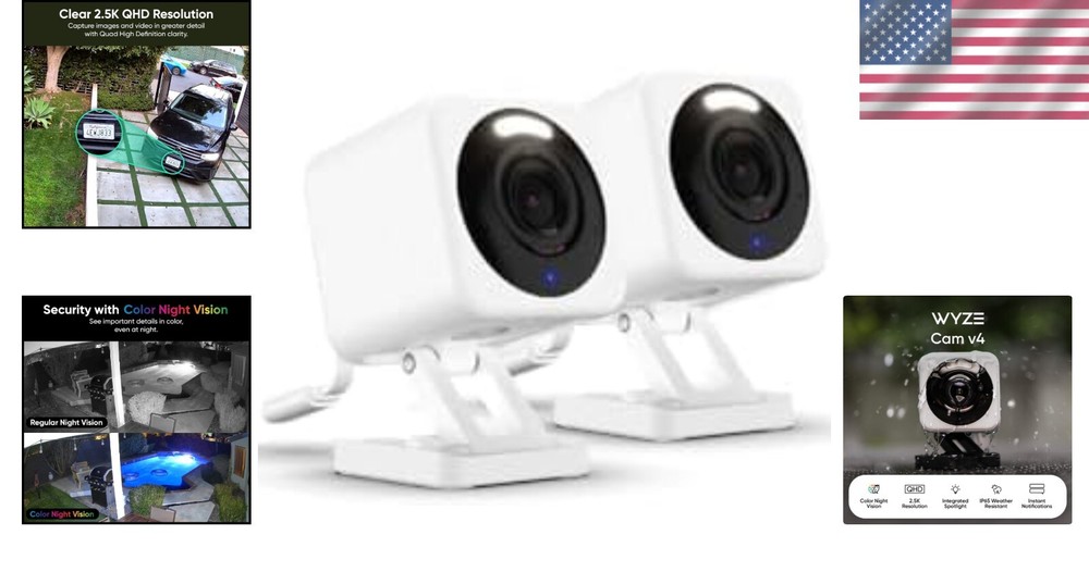 Smart Home Security Camera Duo - 2.5K HD, Color Night Vision, IFTTT Compatible
