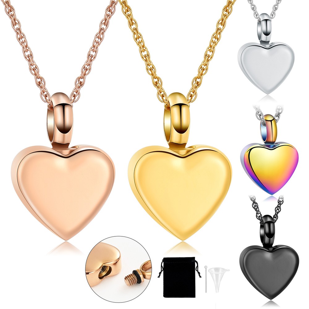 Heart Urn Necklace for Ashes - Personalized Cremation Jewelry Keepsake-image
