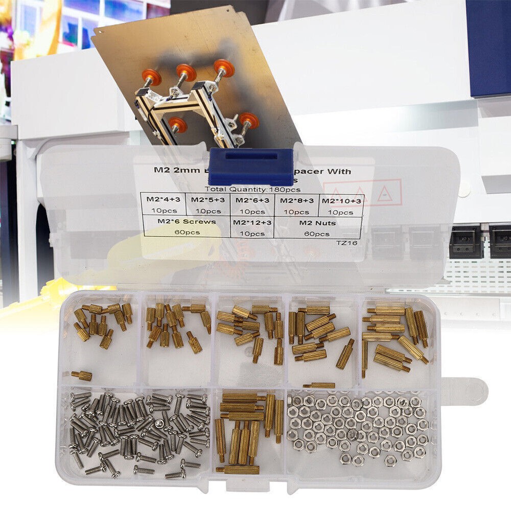 180Pcs Standoff Set 1-Way Carbon Steel Screw Nuts Fasteners Assortment Kits