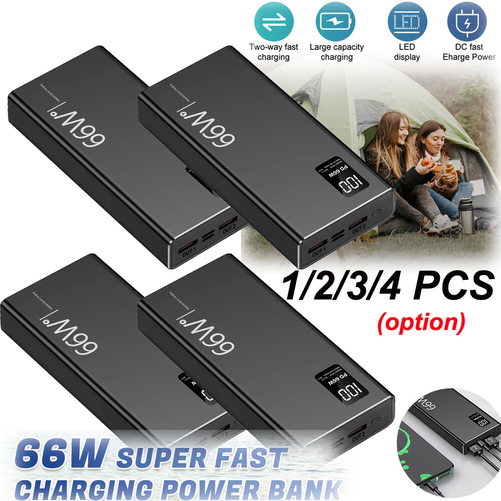 Lots Portable 66W 30000mAh Power Bank USB LCD External Battery Charger For Phone