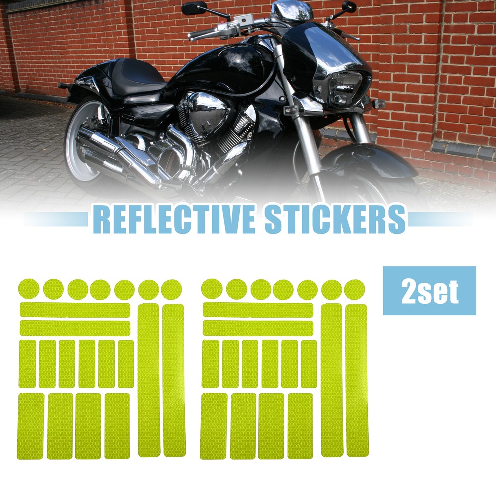 2 Set Car Bike Reflective Safety Warning Strip Tape Sticker Fluorescent Green