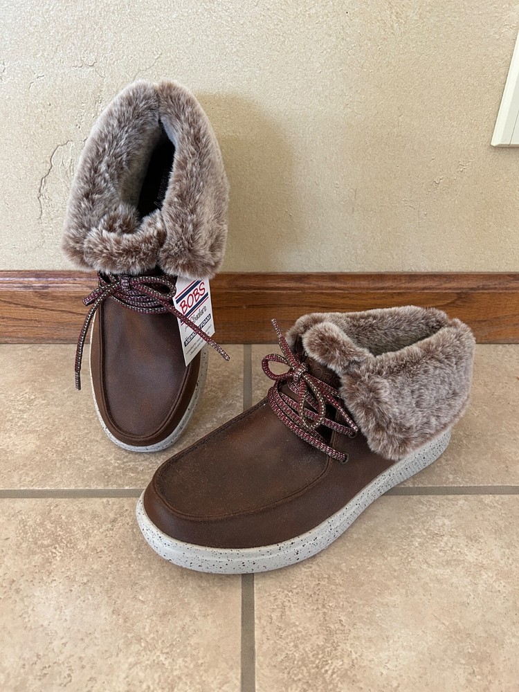 New 9 Bobs Skechers Skipper Hang Glider Sneaker Womens Shoes Boot Brown 113443