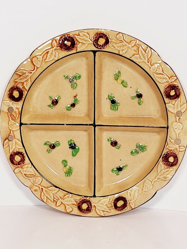 Handpainted Japan Slotted Relish Dish 4 Slots 9