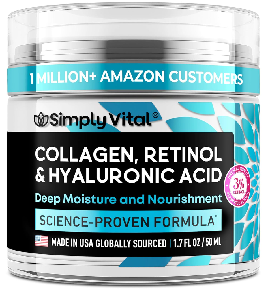 Collagen, Retinol & Hyaluronic Acid Cream - Anti-Aging Face Moisturizer for Face