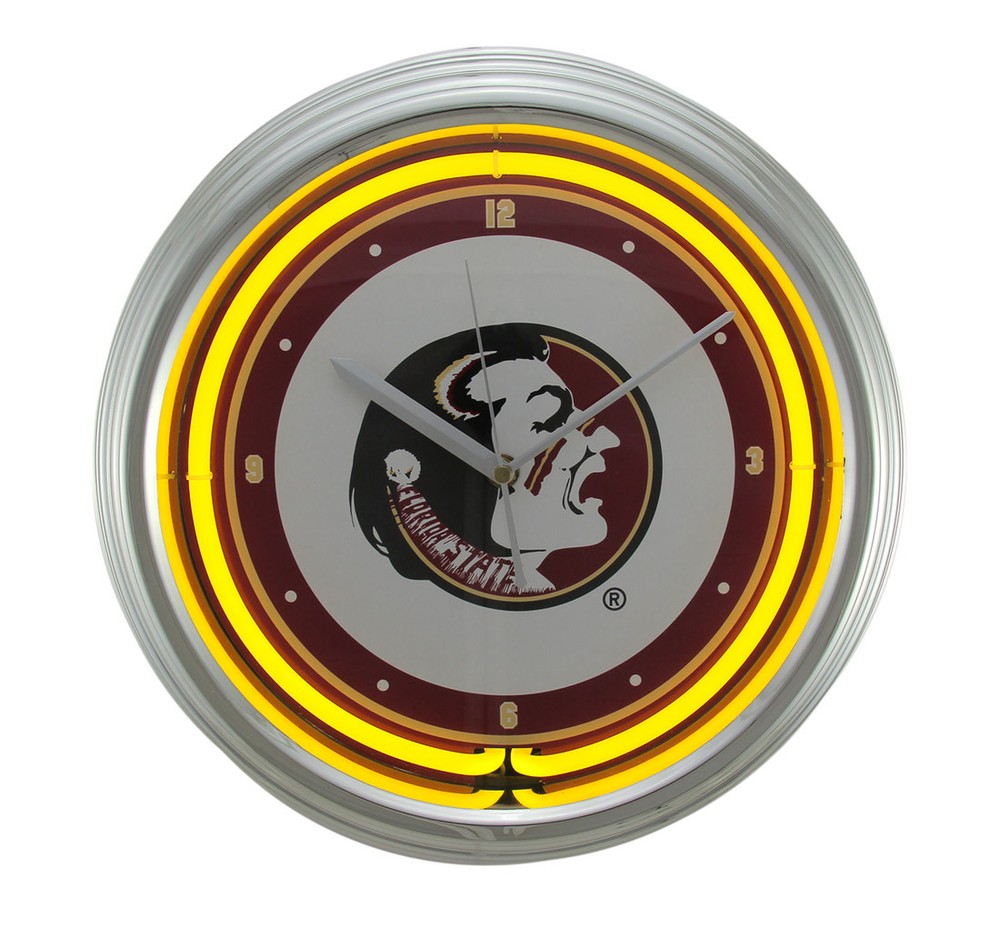 NCAA Florida State Seminoles 15-Inch Neon Wall and Tabletop Clock  