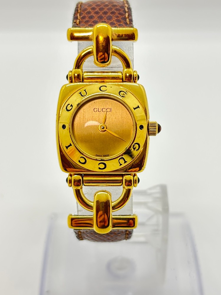 [Exc+5] Gucci Horsebit 6300L Women's Quartz Watch Brown Strap Used Working