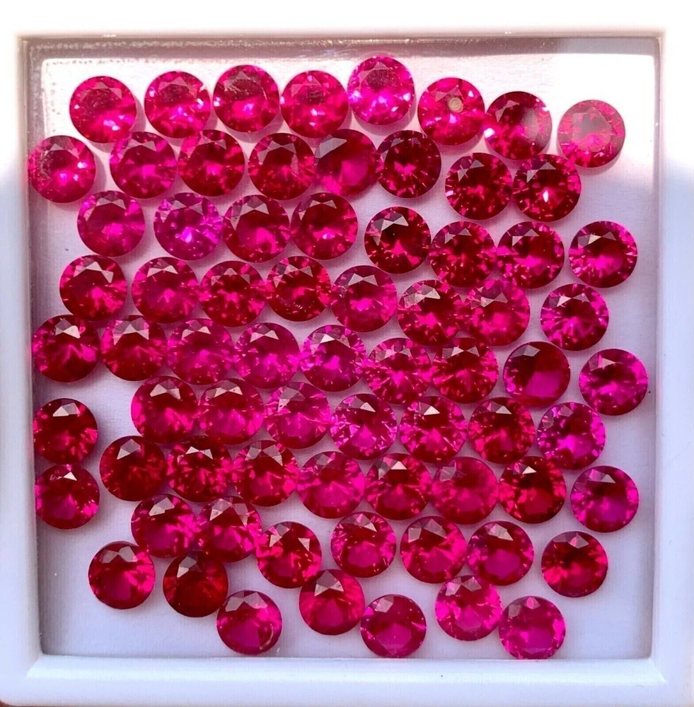 AAA+ Certified 6mm 12-Piece Natural Round Red Ruby Gemstones