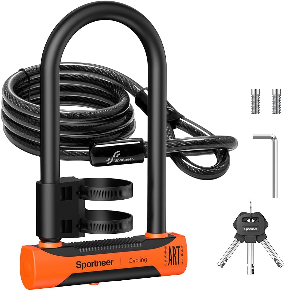 Bike Lock - 18Mm Shackle Heavy Duty anti Theft Bike U Locks with 6Ft Security St