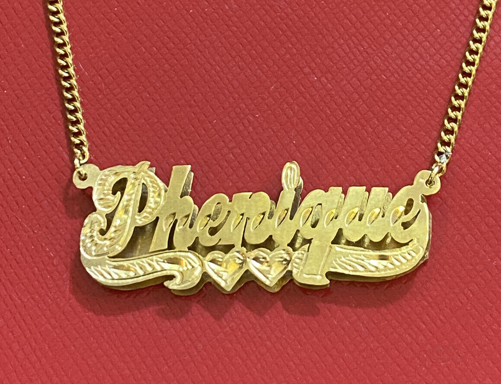 14K Gold Plated 3D Double Plated Custom Script Name Necklace-image