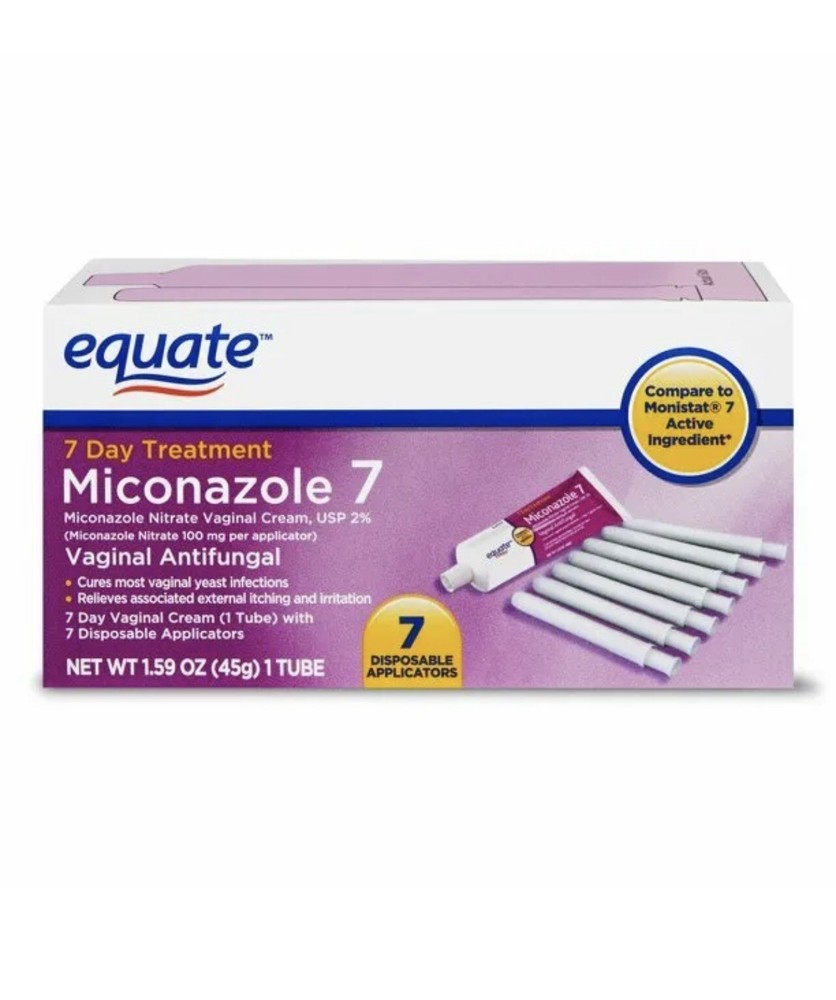 2 Boxes- equate  Miconazole 7 Vaginal Cream with Disposable Applicators, 1.59 oz