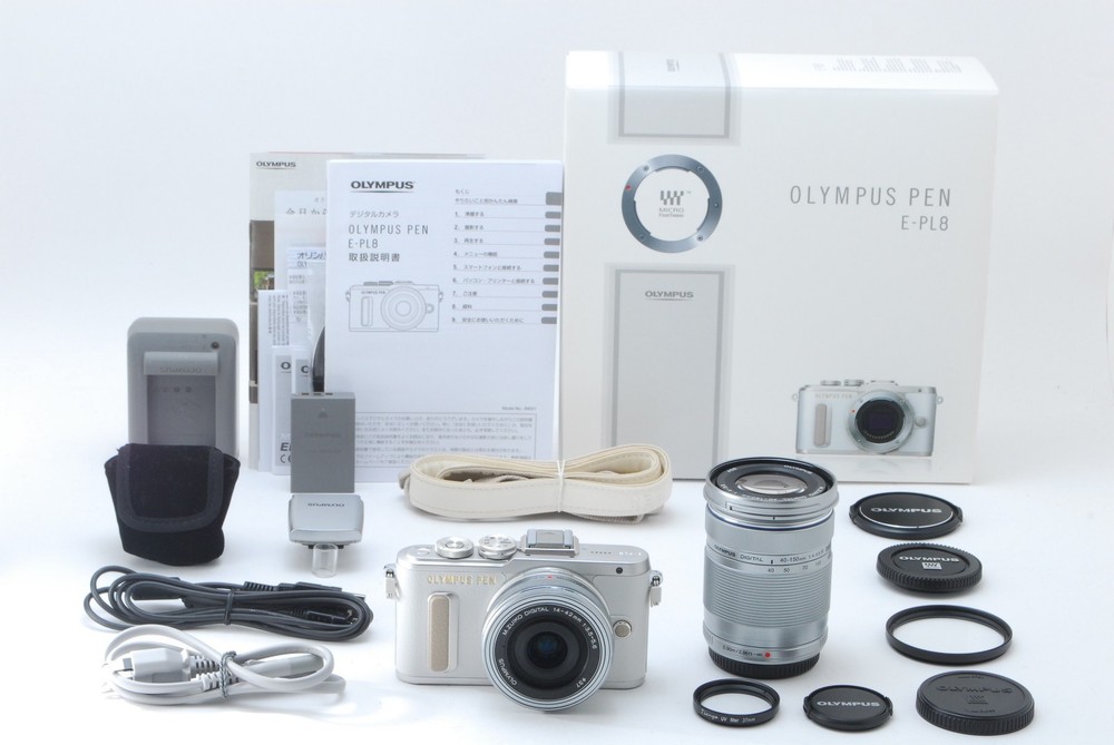 [TOP MINT in Box]OLYMPUS PEN E-PL8 16.1MP Digital Camera White 2 Lens From JAPAN