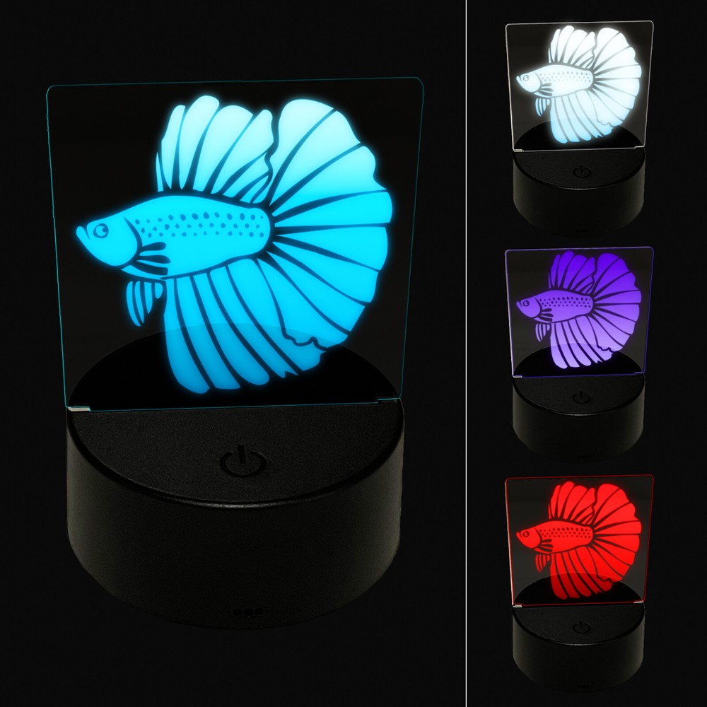 3D LED Betta Fish Night Light with Large Fins