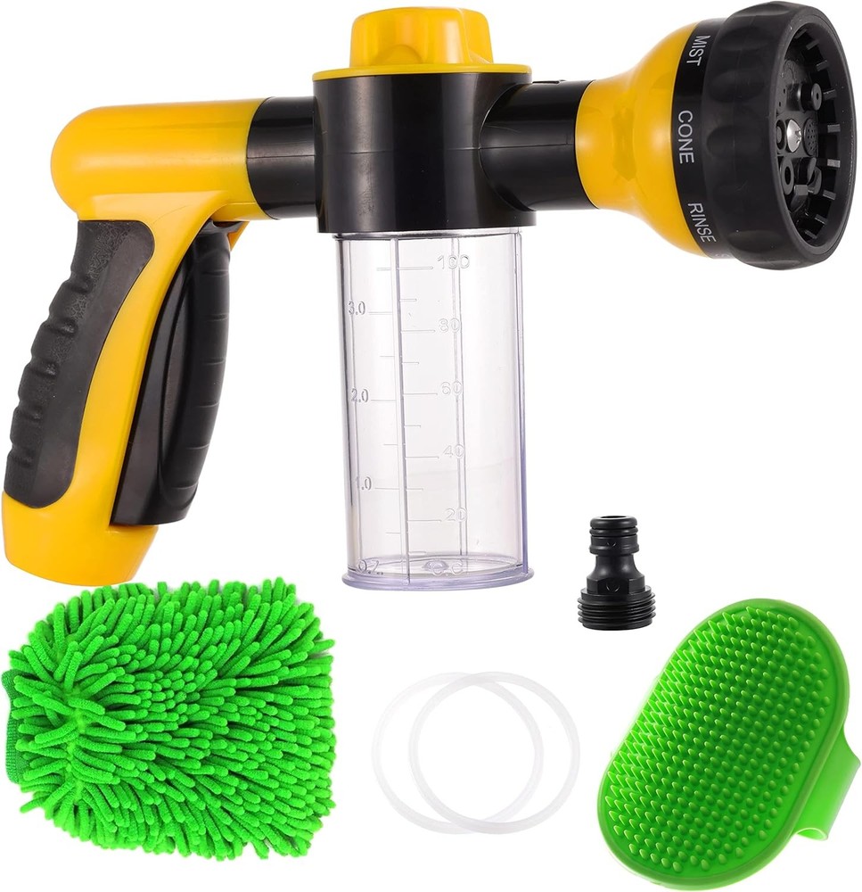 High Pressure 8-in-1 Car Wash Foam Cannon Brush with Garden Hose Nozzle