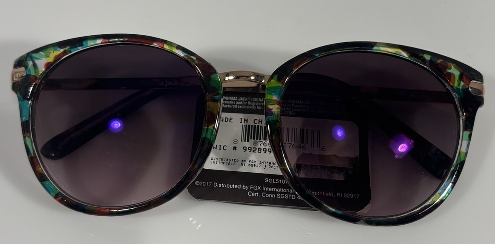 New Women's Panama Jack Sunglasses in Marble Green/Brown with Mirrored Purple Lenses