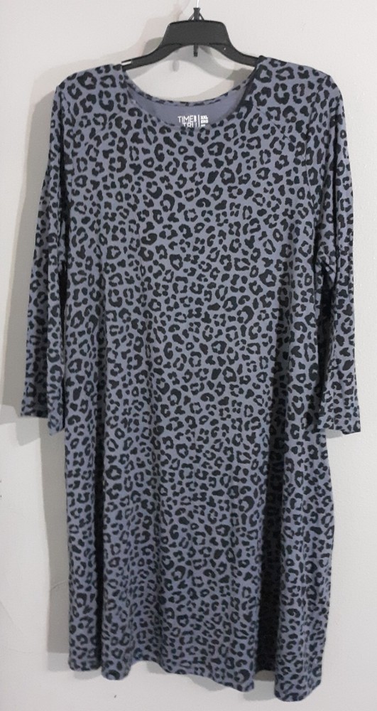 Women's Time & Tru Gray 3/4 Sleeve Tunic Dress XXL