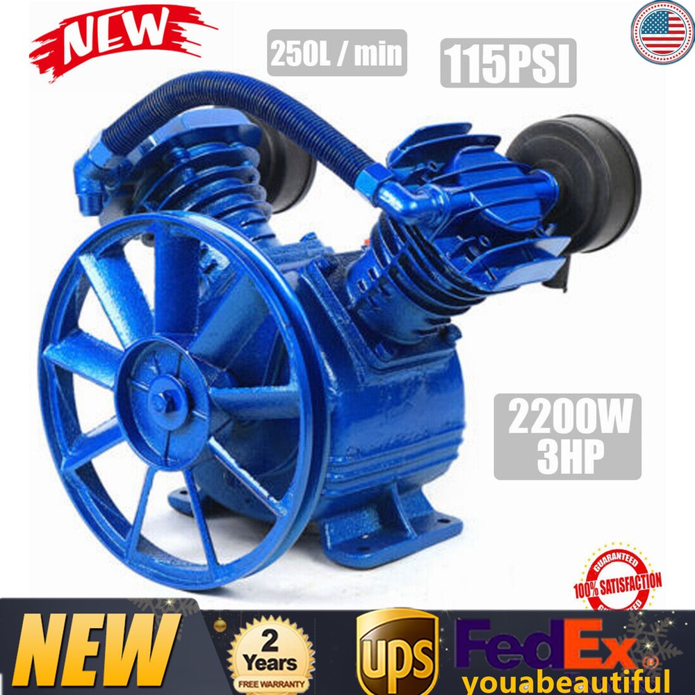 V-Style 3HP Air Compressor Pump with Twin Cylinder Single Stage Motor