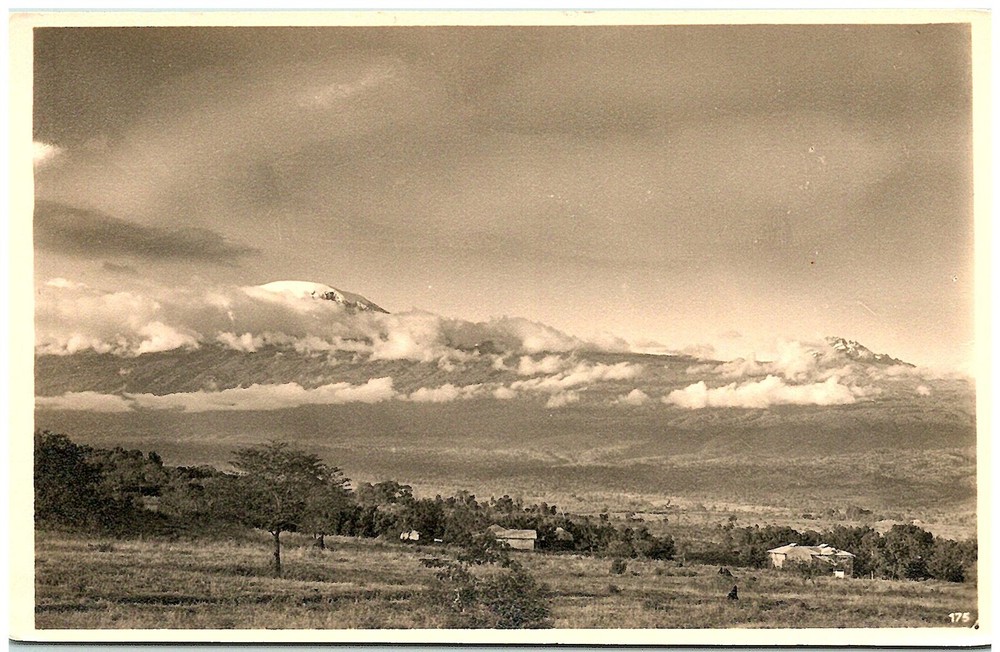 Vintage real photo postcard of Moshi and Kilimanjaro Kenya S02-1737