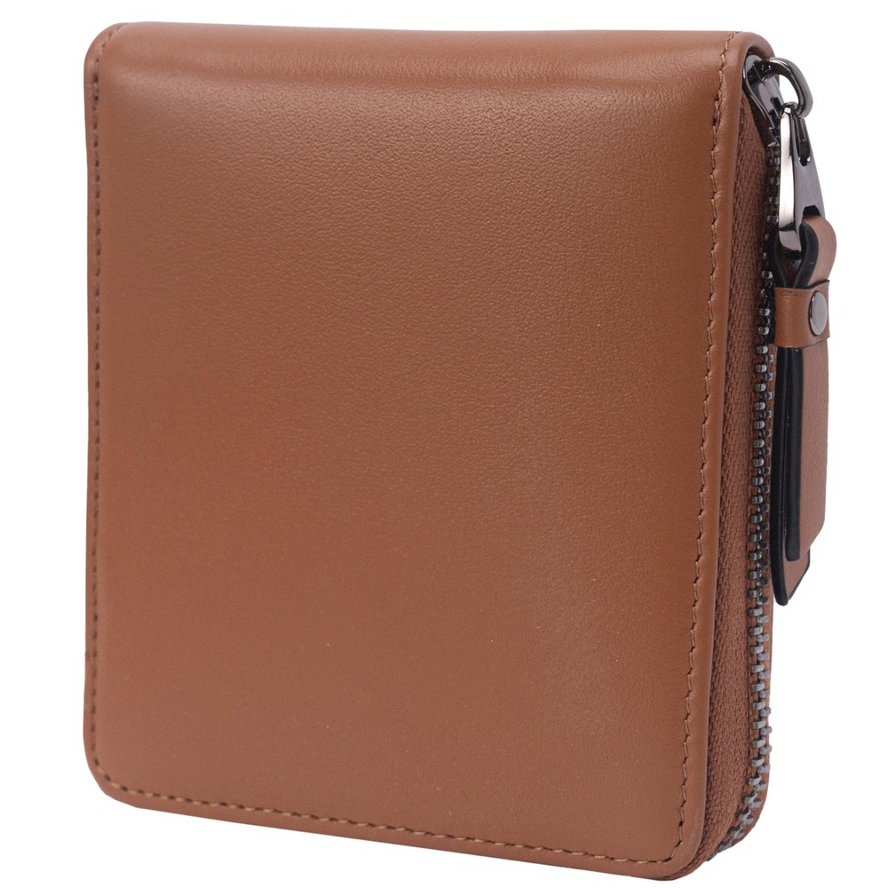 RFID Blocking Zippered Bifold Leather Wallet for Men with Card Holder