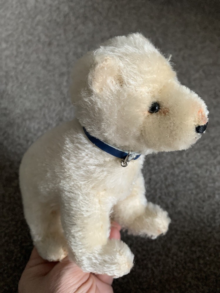 Vintage Steiff Jointed Head Polar Bear with Collar - Adorable Collectible-image