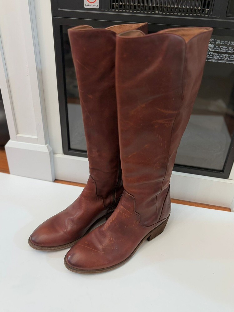 Frye Women's Shoes Melissa Brown Leather Knee High Pull-On Riding Boots Sz 8.5