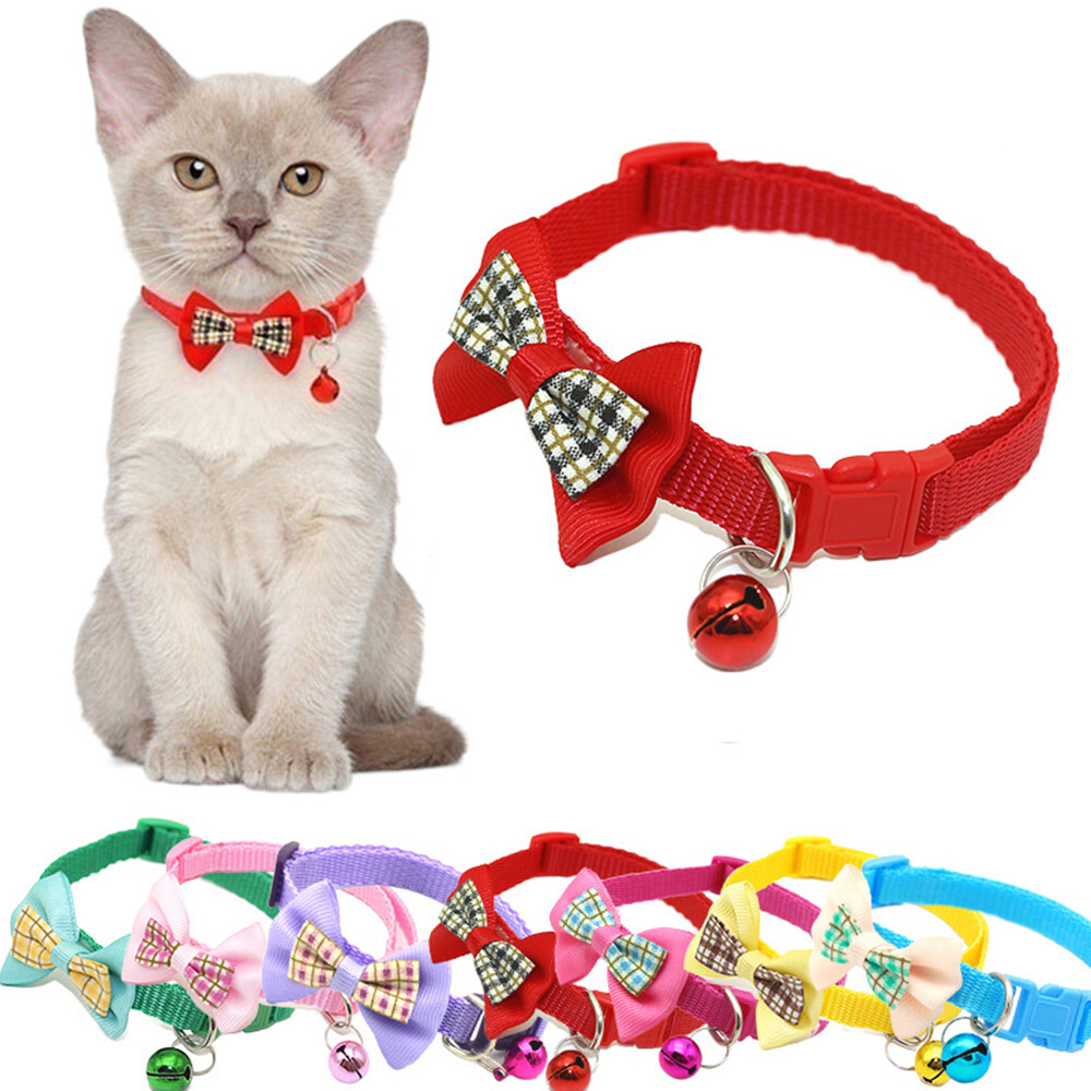 Bow Tie Adjustable Kitten Cat Collar Bell Necktie Bow-knot Small Pet Puppy US