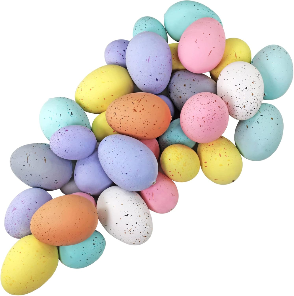 32 Pcs Assorted Faux Foam Easter Eggs Speckled Eggs Decorative Pastel Easter Egg