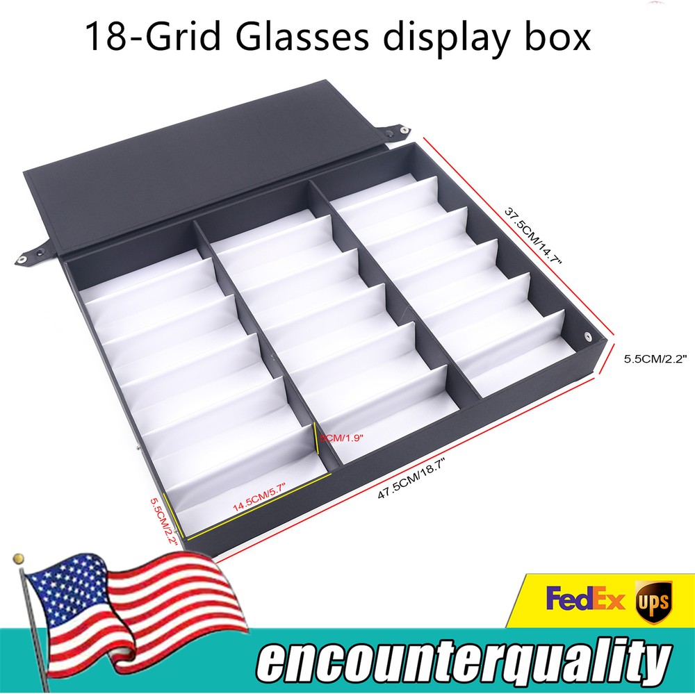 18-Slot Eyeglasses Storage Organizer Display Case for Glasses and Sunglasses