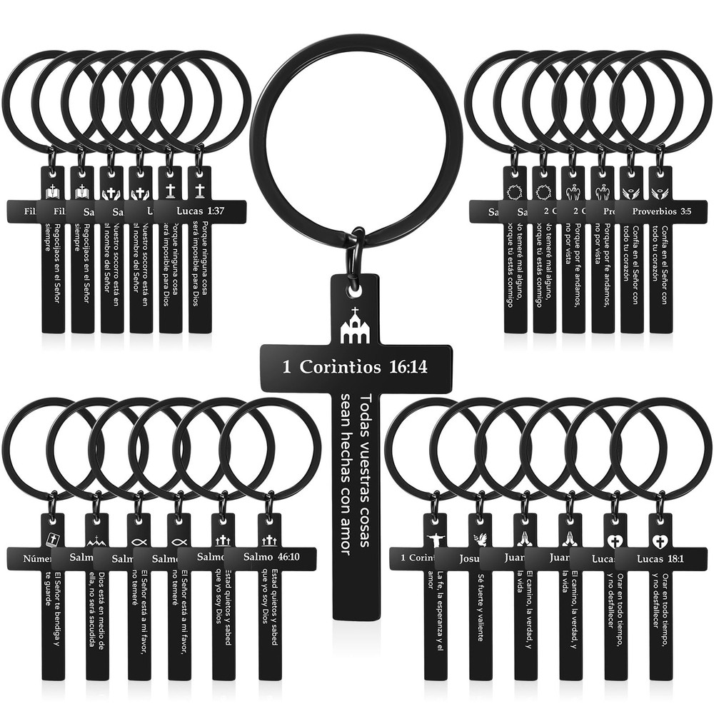 45 Pcs Christian Cross Keychain Bulk 15 Styles Bible Verse Keychain Stainless
