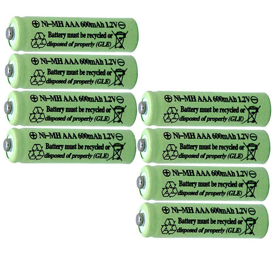 8pcs NIMH 1.2V AAA 3A 600mAh Ni-MH Rechargeable Batteries Green For Solar Lights