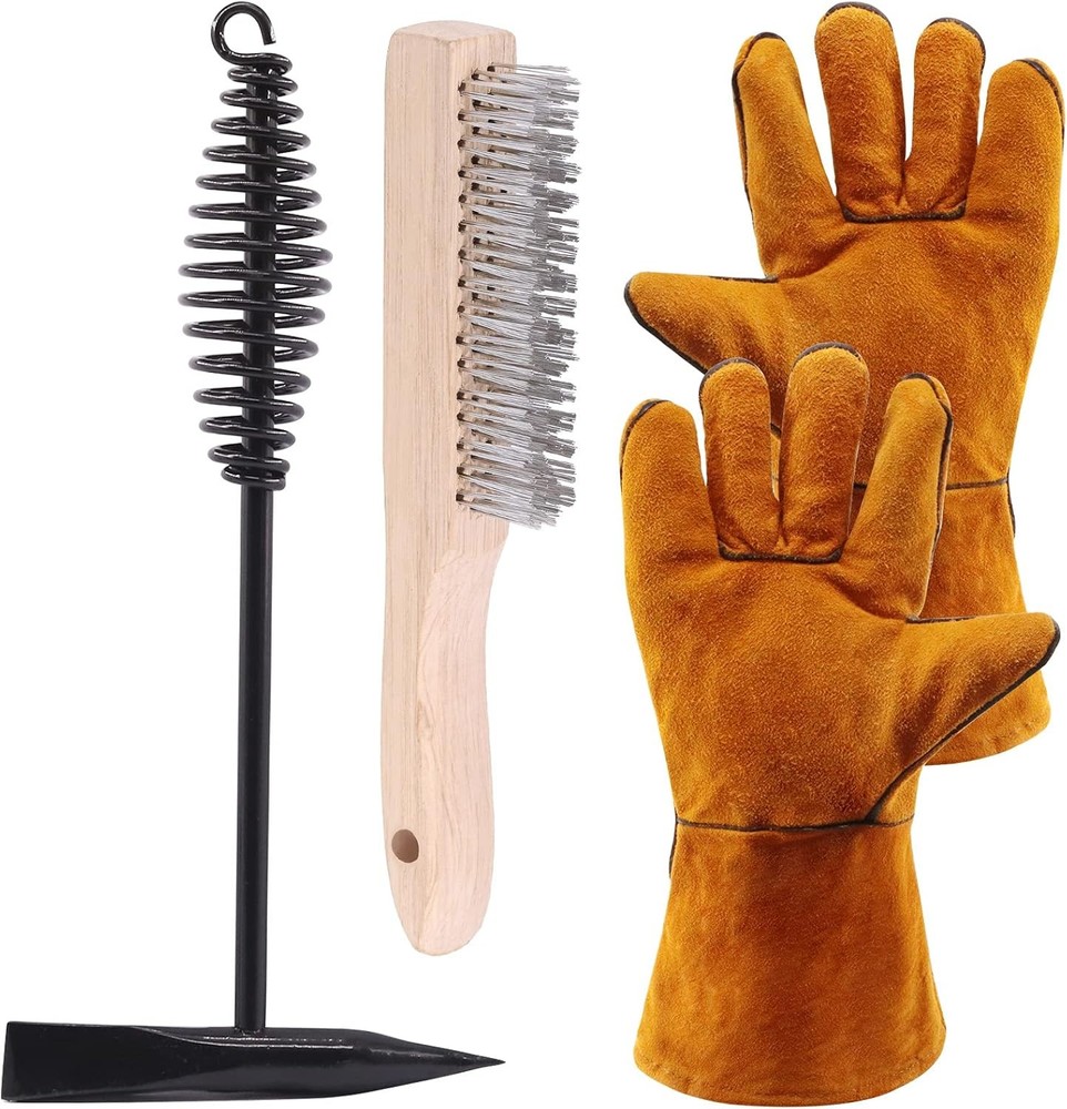 Glarks 4-Piece 10-Inch Chipping Hammer Set with Shock-Absorbing Coil Spring Handle in Brown Black Orange