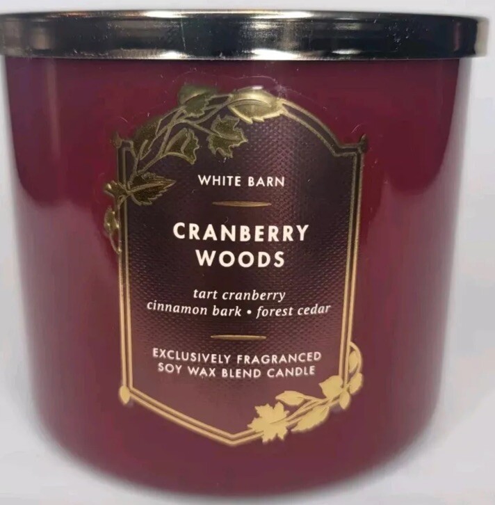 Bath & Body Works CRANBERRY WOODS White Barn Three Wick 14.5 OZ Candle