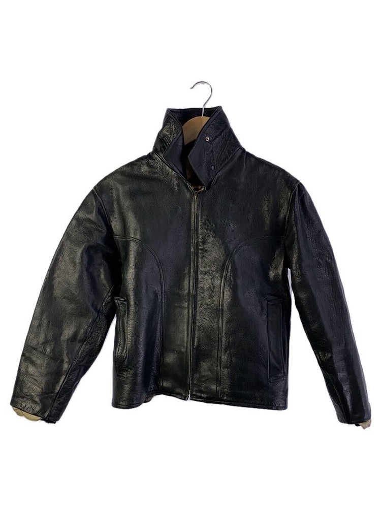 Men's Black Leather Blouson Jacket 2296