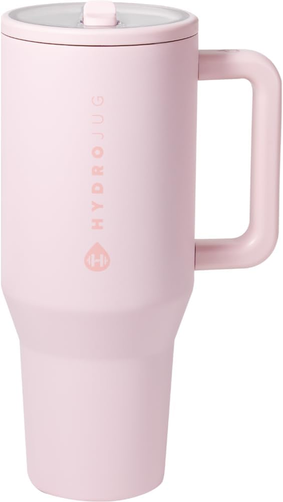 Traveler - 40 Oz Water Bottle with Handle & Flip Straw - Fits in Cup Holder, Lea