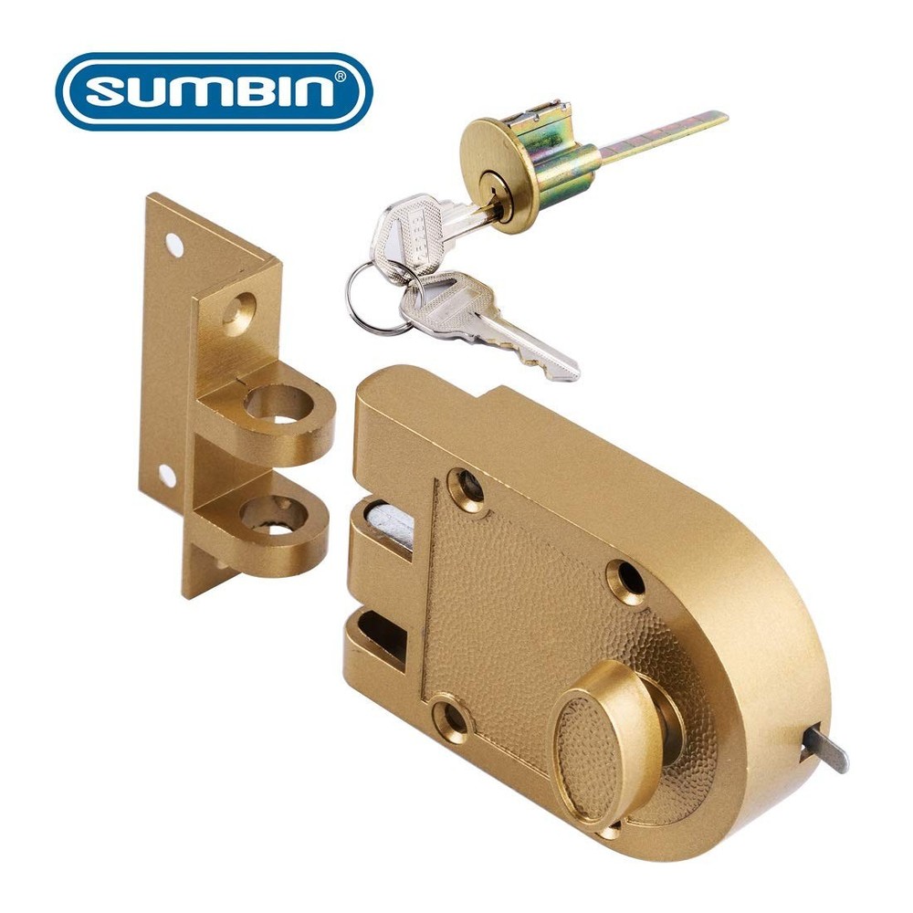 Gold Jimmy Proof Deadbolt Lock with 2 Brass Keys – Keyed Entry
