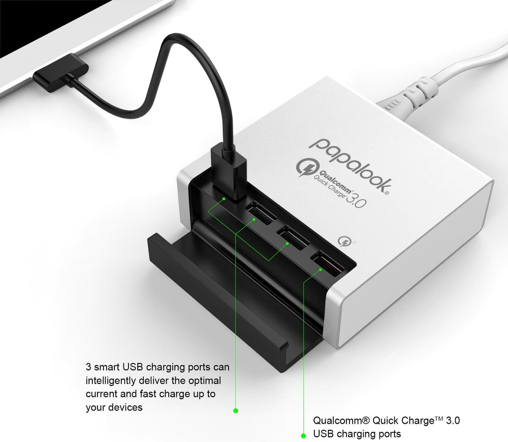Papalook QC311 40W 4-Port USB Charger w reversible Quick Charge 3.0 Qualcomm 3.0-image