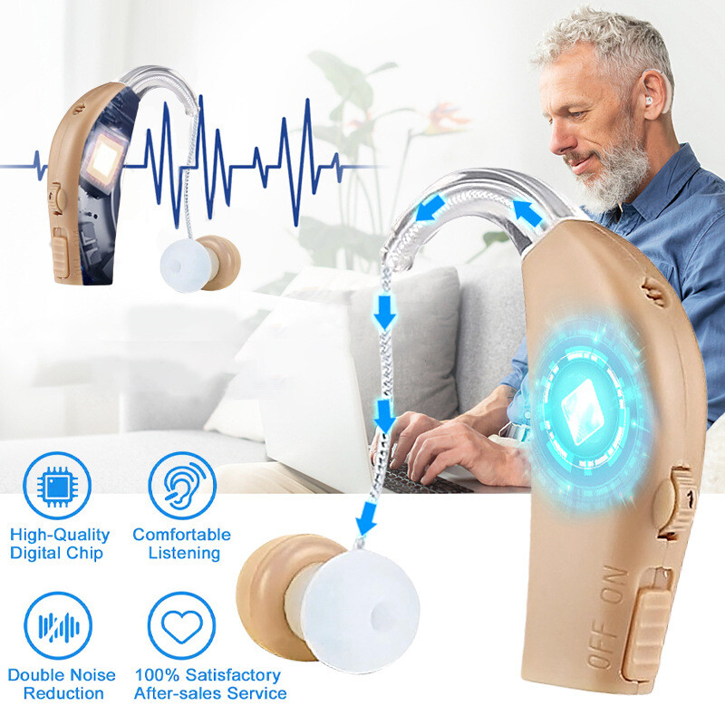 Rechargeable Digital Hearing Amplifier with Noise Cancelling for Left & Right Ears-image