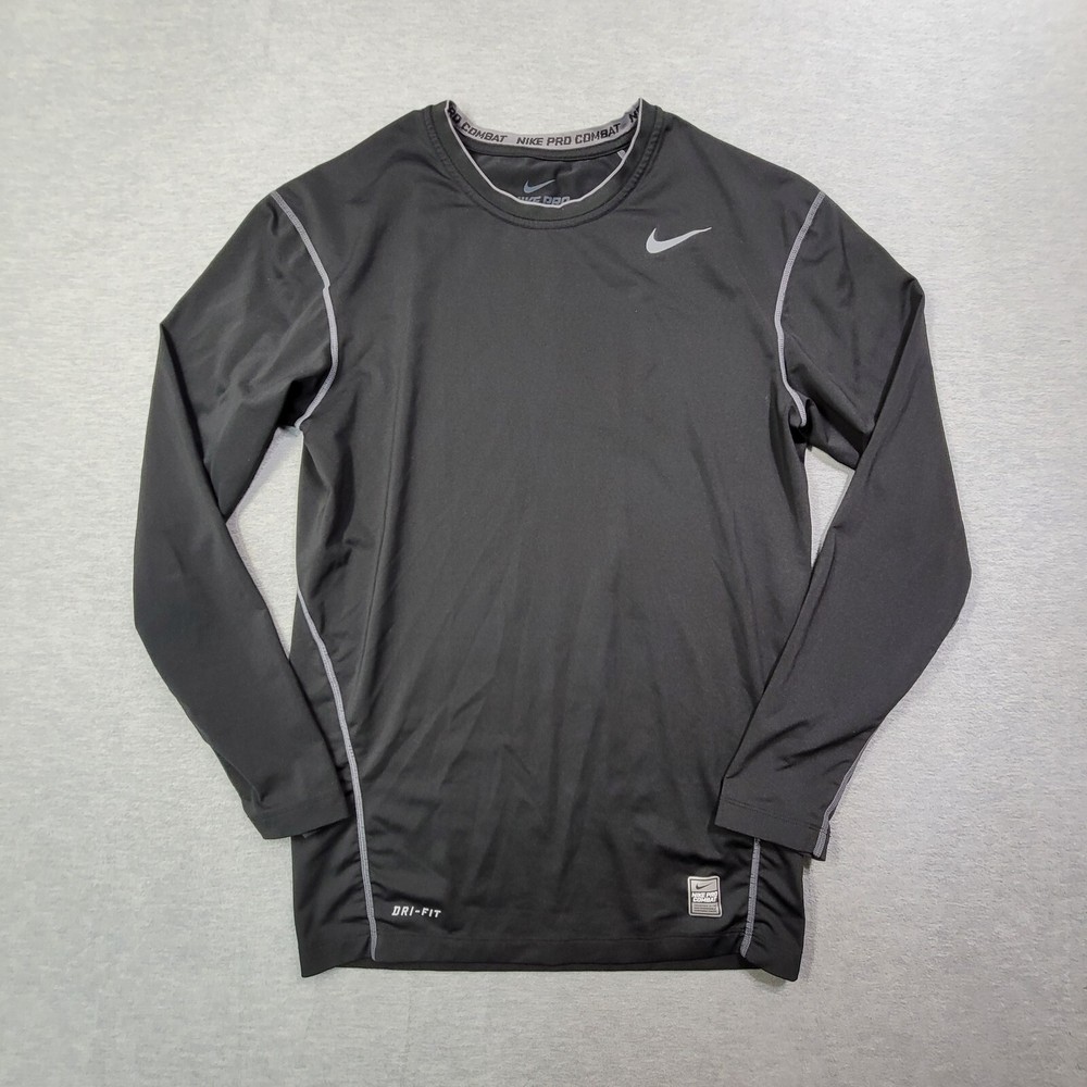 Nike Pro Combat Compression Shirt Mens XL Black Dri Fit Stretch Swoosh Logo