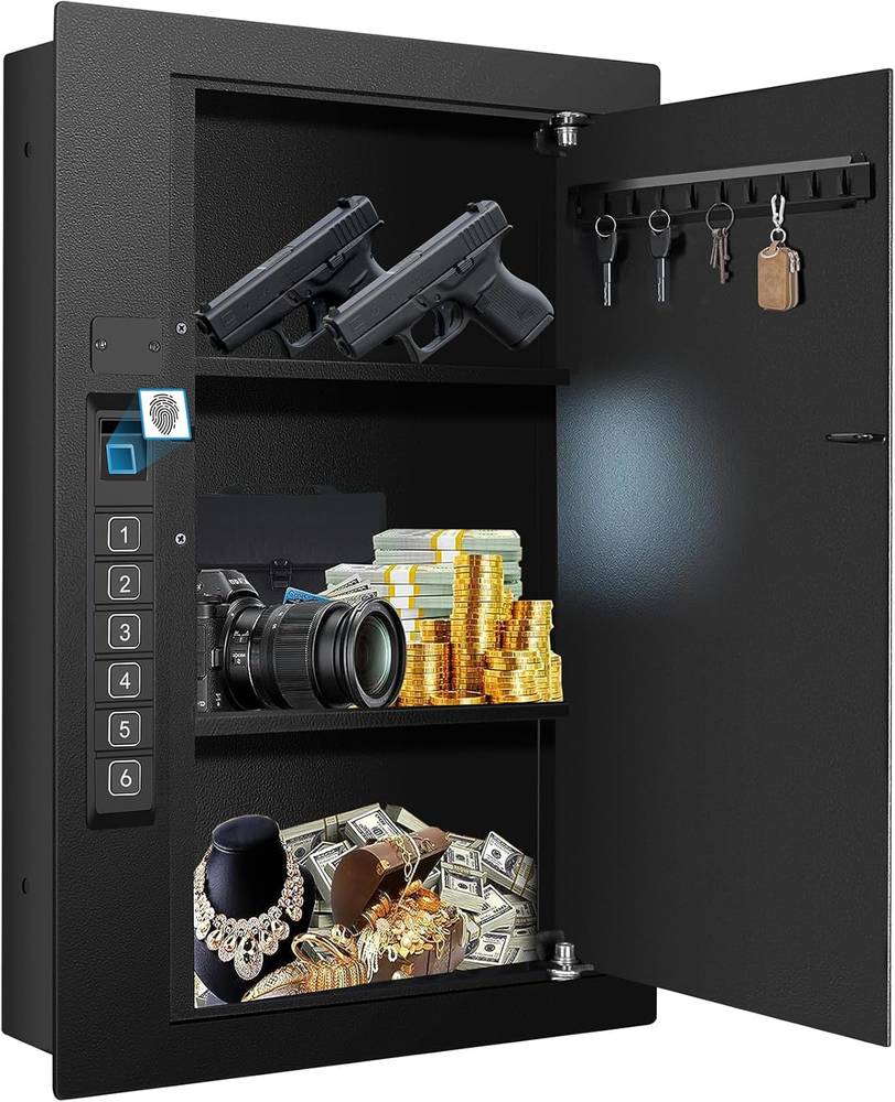 Biometric Hidden Fingerprint Wall Safe for Secure Storage-image