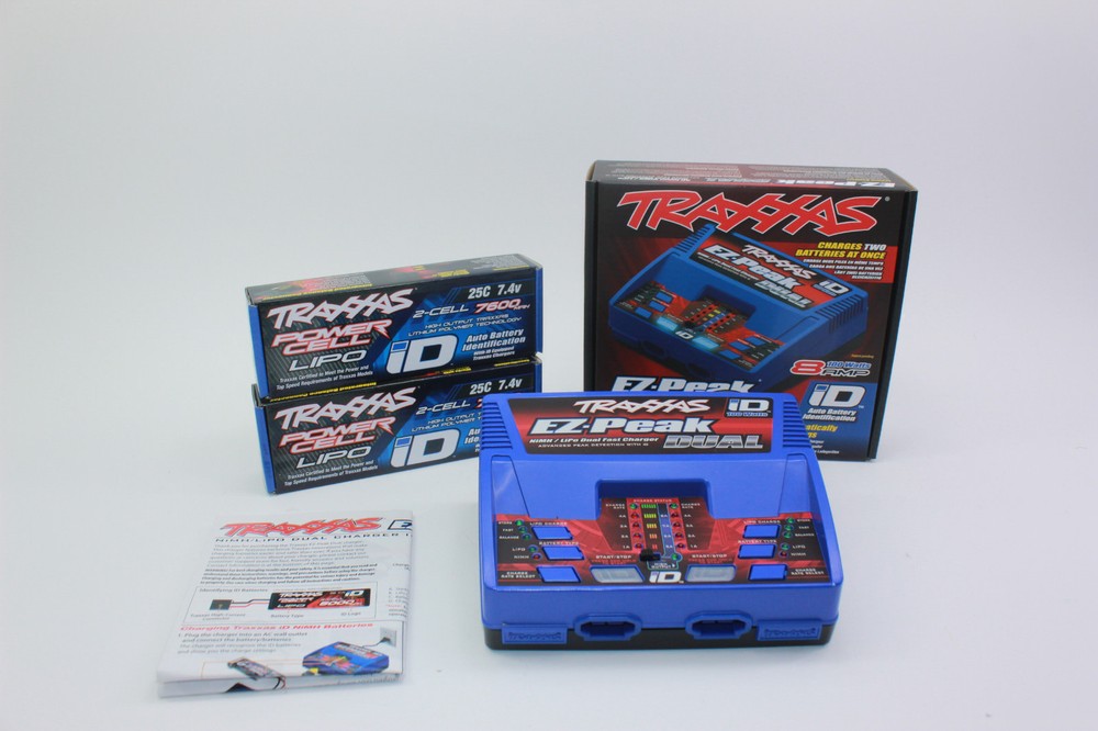 Traxxas 2991 EZ Peak Plus Charger with 2x 2S Lipo 7600mAh Batteries 2972G 2869X